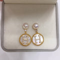 18K Gold-plated Luxury Sea Shell Letter H Earrings Natural Freshwater Pearl Earrings for Women