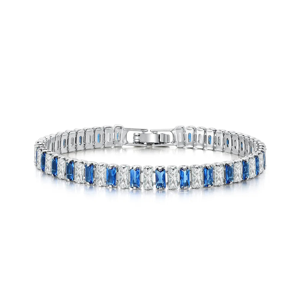 Fashion Daily Wear Clustered Baguette 2.5x5mm AAA+ Cubic Zirconia Diamond Tennis Chain Charm Bracelet