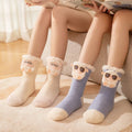 Thickened Plush Cute Battery Heated Rechargeable Women's Warm Leg & Foot Socks with Character Pattern