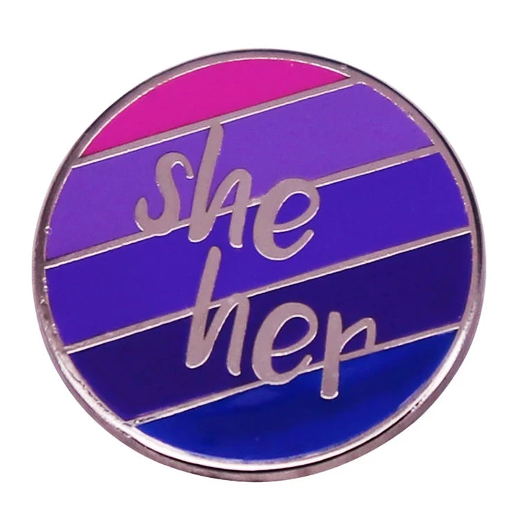 Custom My Pronouns Enamel Pins Custom Cats Butterfly He Him She Her They Them Brooches Lapel Badges Jewelry Gift for Kids
