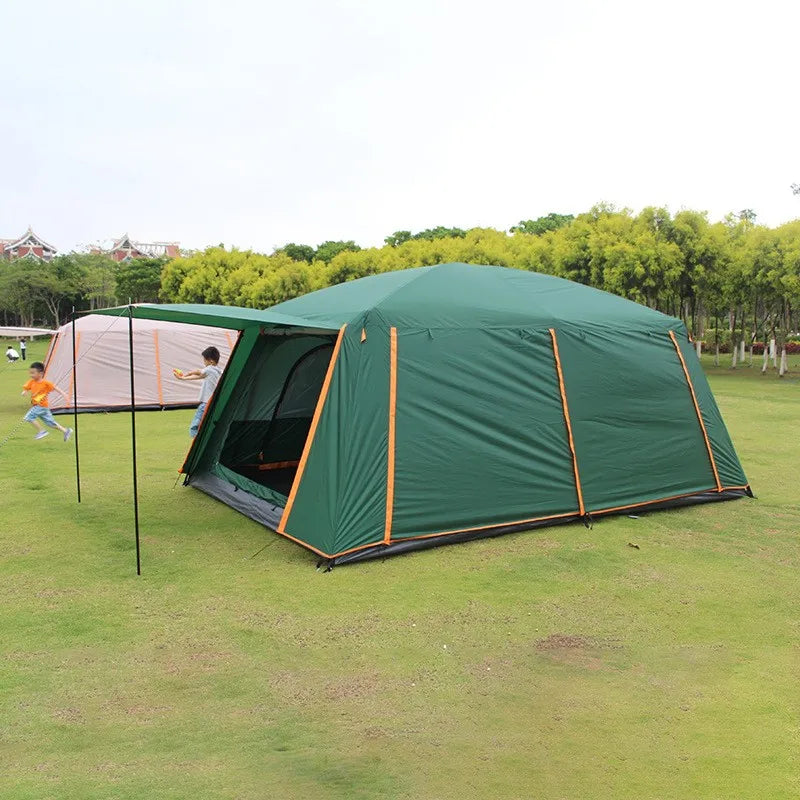 Super Large Waterproof Double-Layer 4-6-8-12 Person Tent Two Bedrooms and One Living Room Tent Camping Family Tent MegaBDM