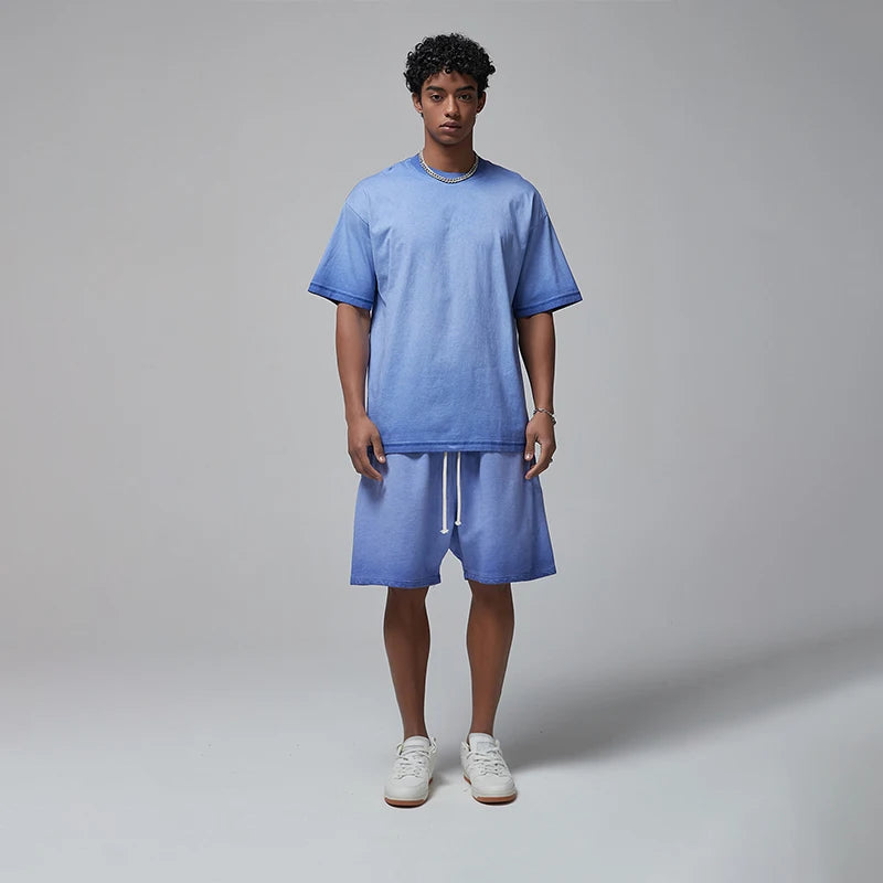Wholesale Distressed Vintage Plus Size T-Shirt Men 100% Cotton 250gsm Acid Wash T Shirt Oversized Sun Faded T Shirt for Men