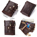 HUMERPAUL  RFID Genuine Cowhide Leather Luxury Purse Casual Small Mini Leather Wallets Vintage Gents Mens Slim Wallet