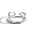 Dylam Minimalistic Double Circle Bulk Sale Chunky Dainty Jewelry Platinum Retainer Cuff Free Size Silver Ring