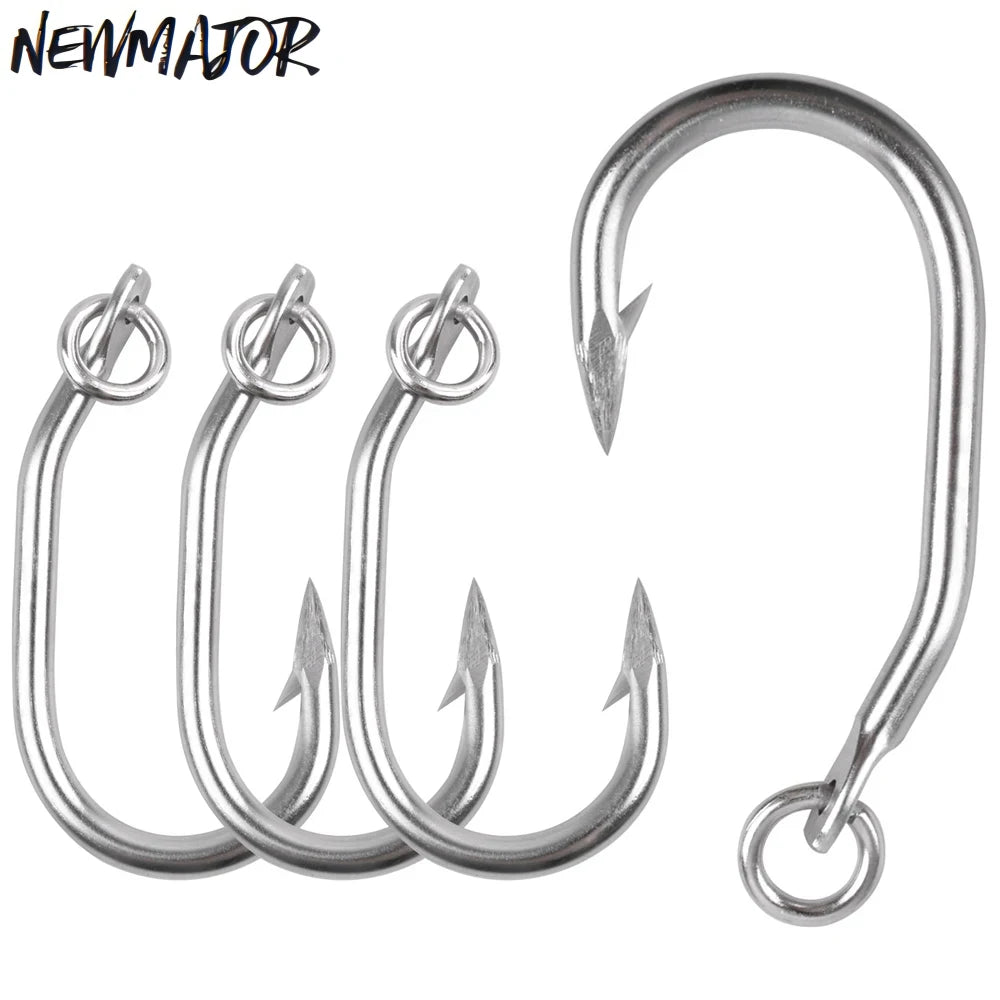 NEWMAJOR High Carbon Steel Fishhook 3.0#- 4.2# Saltwater & Sea Fishing Tuna Hook Model
