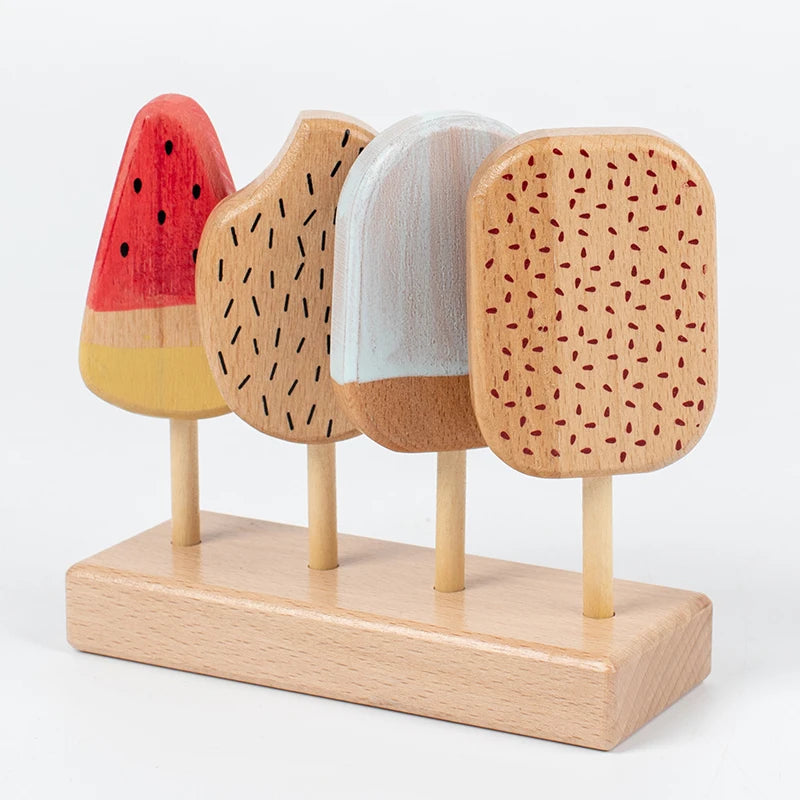 Hot sale New Manufacturer Funny Pretend Play Wooden Ice Cream Set Toys for Kids Kitchen Toy Wooden Toy
