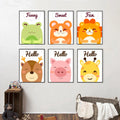 Cute Cartoon Animal Canvas Poster Kids Room Wall Hanging Home Art Decor Unframed
