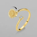 Free Shipping Ring Sunflower Open Rings for Women Trendy Party Gold Plated Wedding Jewelry