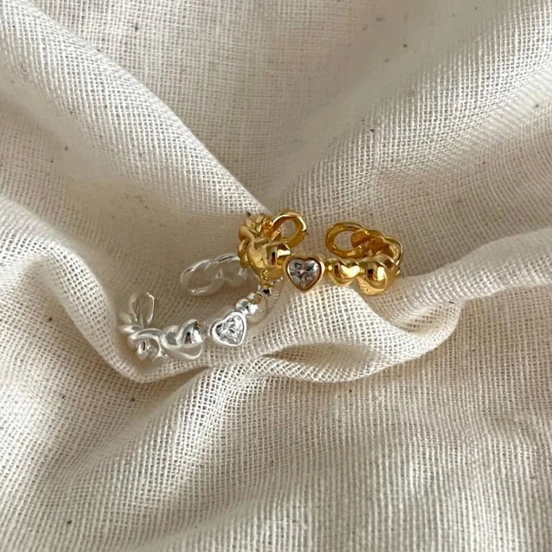 18K Gold Plated 925 Sterling Silver Zircon Heart Shape Women Finger Wedding Rings