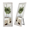 Luxury Handmade Nordic Full Body Mirror Wall Mounted Solid Rectangle Rustic Wood Dressing Mirror Floor Large Length Full Mirror