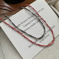 Real S925 Sterling Silver Black Red Cord Braided Silver Beads Beaded Necklace Women Girl Fine Jewelry