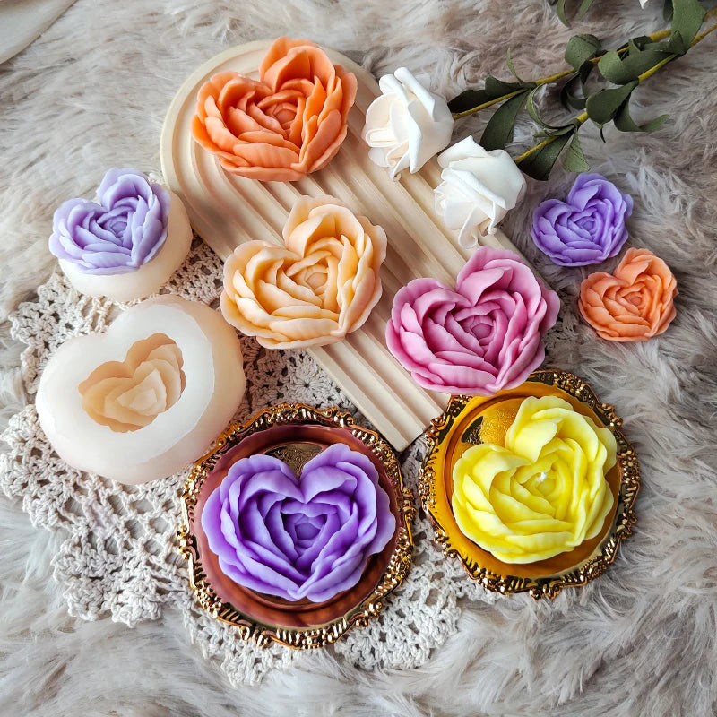 Love Flower Mold Rose Flower Aromatherapy Candle Silicone Molds Handmade Soap Gum Dropping Gypsum Candle Silicone Moulds