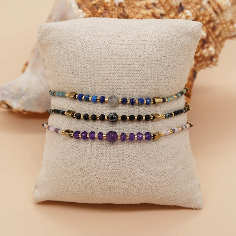 Go2boho New in Friendship Beaded Bracelets for Women Natural Stone Miyuki Hematite Beads Tiny Summer Beach Fashion Jewellery Gif