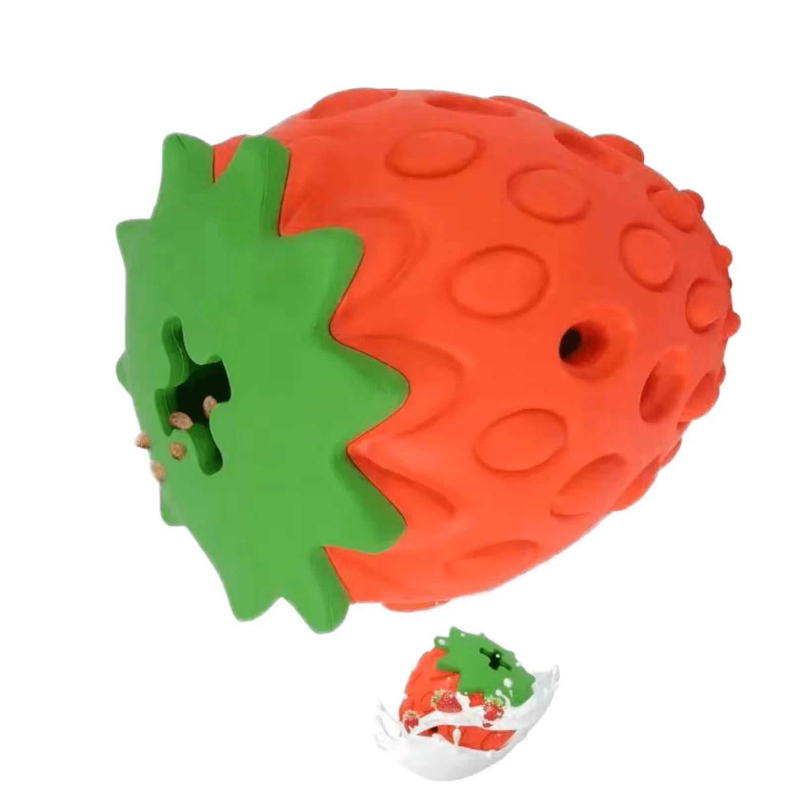 Wholesale Dog Toys New Design Funny Strawberry Chew Toy Grinding Teeth Cleaning Rubber Toy Eco-Friendly