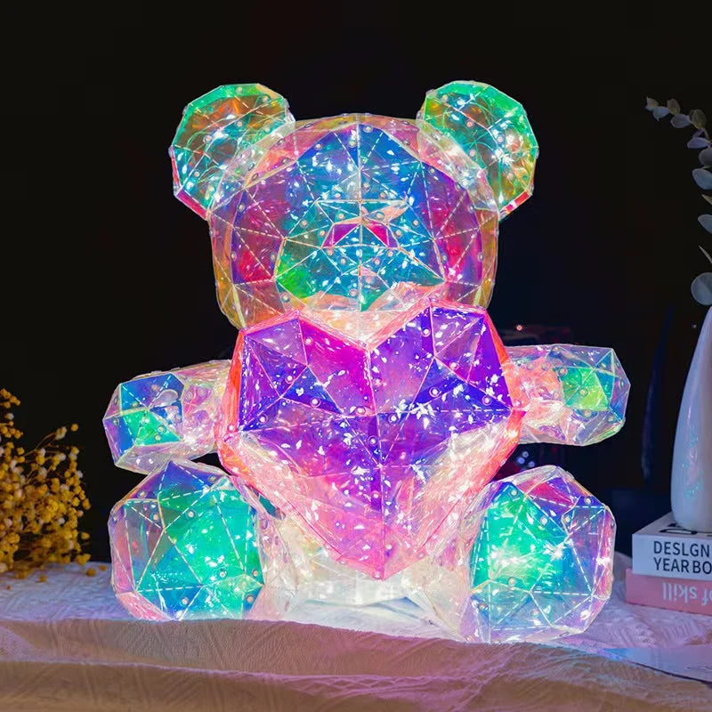 Red love Teddy Bear Luminous Bear LDE Lights Birthday Decoration Pvc Colorful Bear Valentine's Day Gift