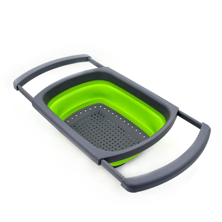 Kitchen Essentials Vegetable Fruit Collapsible Colander Over the Sink Colander Strainer Basket With Extendable Handle