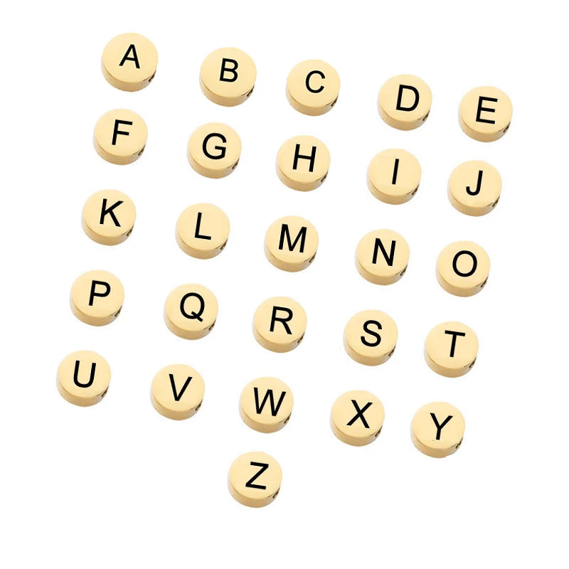DAIHE Wholesale Beads Stainless Steel Letter Charms 18k Gold-Plated Waterproof Letter Pendant Accessory