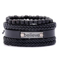 Wholesale Punk Style Leather Fashion Bangles for Men and Women Believe Bracelet Jewelry