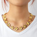Hawaiian Samoa New Design Gold Plated  Plumeria Necklace Earring  FlowerJewelry Set Women