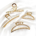MIO Wholesale Ladies Barrette Metal Hair Pins Claw Large Gold Designer Simple Hair Clips for Long Thick Hair