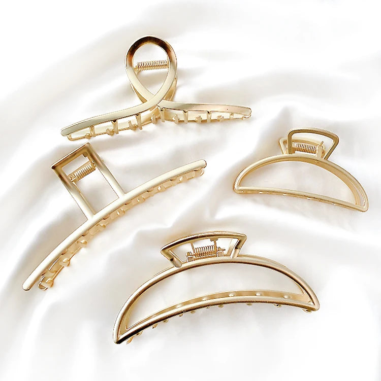 MIO Wholesale Ladies Barrette Metal Hair Pins Claw Large Gold Designer Simple Hair Clips for Long Thick Hair