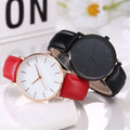 Watch and Bangle Thin case Simple Student Minimalist Men and Lady Leather Strap No logo Watch and Bracelet Set 5pcs
