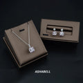Fashionable and Popular S925 Sterling Silver Ice-cut CZ Diamond pink square Pendant Necklace and Earrings Set