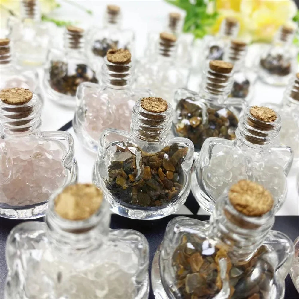 Wholesale Natural Crystal Healing Mixed Stone Cat Head Gravel Bottle for Decoration