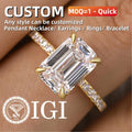 Fine Jewelry Supplier Women Engagement Luxury Gifts CVD Diamond 10K Solid Gold F 3.02 Carat Emerald Cut Lab Diamond Ring