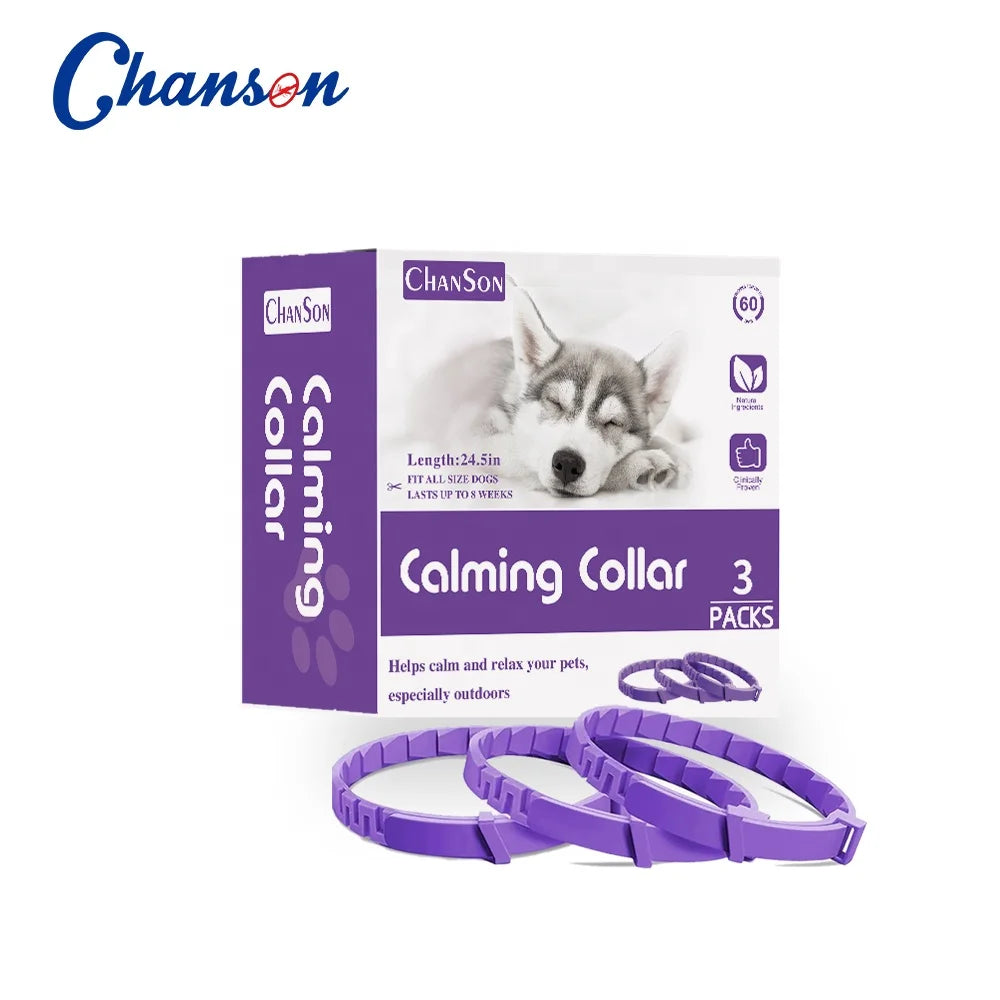 Chanson Factory Custom Logo Free Sample Nature Safe Waterproof Adjustable Pet Dog Cat Calming Collar for Dog Cat
