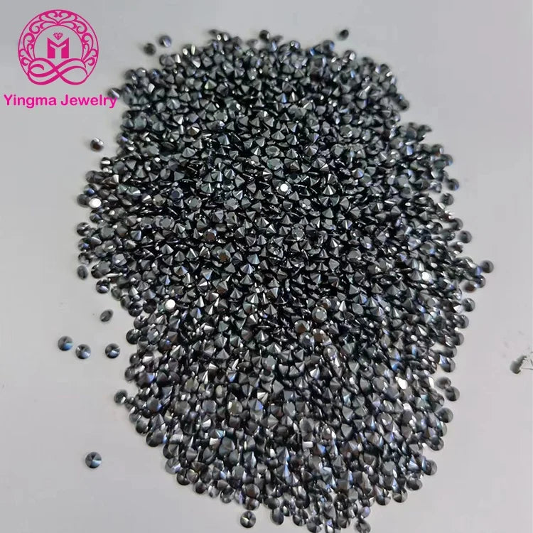 Factory Wholesale 0.9mm-3mm Round Shape Moissanite Diamond Loose Stone Price Per Carat Black Moissanite for Fine Jewelry Making