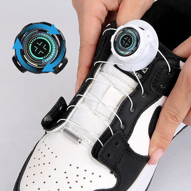 New Style Simple Wear Sports Shoe with Anti-Drop Buckle Steel Wire Flat and Rotating No-Tie Lazy Shoelace Made of Plastic PP MegaBDM