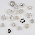 New Hot Sale Silver Clothing Accessories Rhinestone Pearl Flower Shape Metal Button