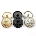 Retro Shirt Metal Anchor Buttons 15mm to 28mm Round blazer Coat Suit Gold Silver Gun Color Shank Button