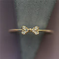 Girls 925 Sterling Silver Cubic Zirconia 18k Gold Plated Bowknot Fashion Ring