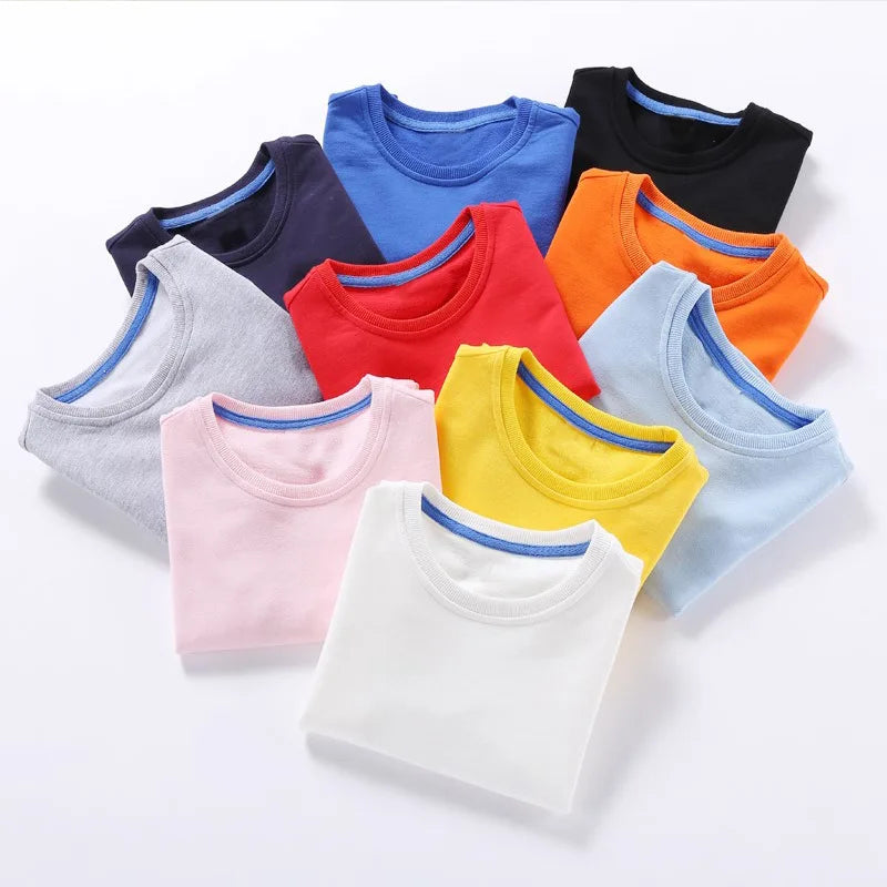 Custom Design 100% Cotton Optional Color Mixed Design Accept Kids Long Sleeve t Shirt Kids Sweatshirt