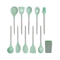 Customized 10-Piece Silicone Kitchen Utensil Set with Stainless Steel Handle and Plastic Holder for Cooking