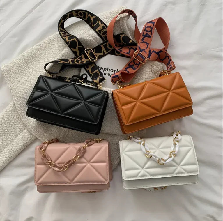 Simple Casual Handbag Fashionable Retro Wide Shoulder Strap Shoulder Bag Foreign Style Thick Chain Small Bag