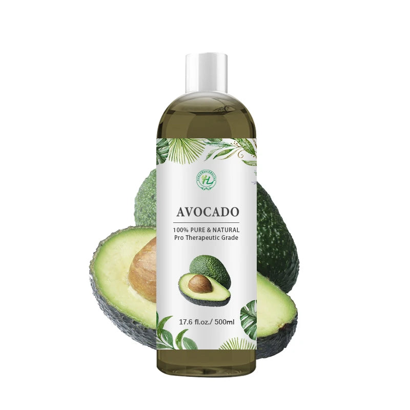 HL- Non-GMO Vegetable Oils Pure Supplier 500ML Carrier Oil Cold-Pressed Bulk Organic Extra-virgin Avocado Seed Oil Food Grade