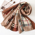 Classic Grid Pure Cotton Scarf Shawl for Women New Style Long Winter Scarf Soft and Warm with Cotton and Linen