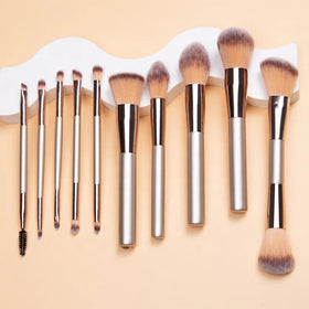 High End Professional Personalized Double End Eye Face Tool Cosmetic Brush Champagne 10pcs Original Makeup Brush Set