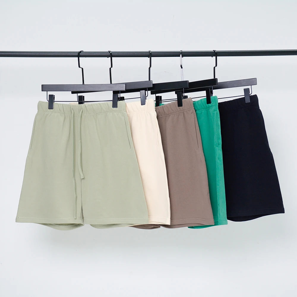 Vintage Streetwear Casual Men Solid Mid Breathable Double Mesh Basketball Shorts
