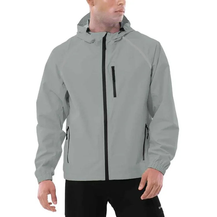 Fitness Mountaineering Wear Fluorescent Multi Pockets Sports Gym Reflect Stripe Jacket Men