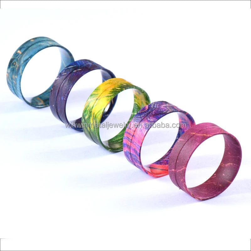 8mm Unisex Flat Wood Blank Ring for Inlay DIY Jewelry Making Wedding/Engagement/Gift/Party Ornament Box Elder Wooden Ring Cores