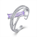 Fashion Jewelry Rings Hollow Double Layer Design  Baguette Open Ring Women's Jewelry 925 Silver Adjustable Ring for Lady Party