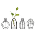 Industrial Style Living Room Home Decoration Simple Geometric Iron Transparent Glass Hydroponic Vase Dried Flower Arrangement