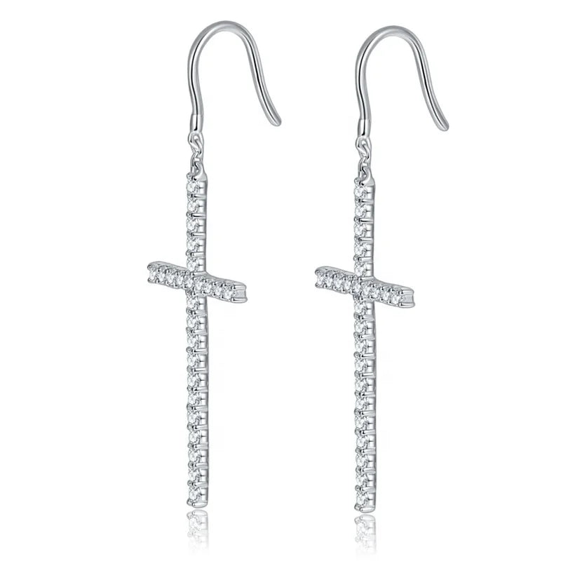 Factory Price S925 Sterling Silver D Color Vvs Moissanite Hip Hop Women Earrings Jewelry