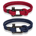 Hot Selling Black Stainless Steel Shackle Bracelet Men Women Handmade Woven Colorful Double Layer Milan Cord Couple Bracelets