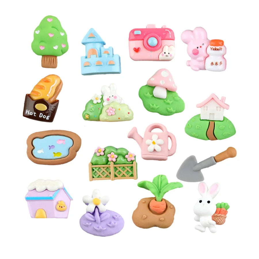Hot Sale New Lovely Rabbit Pastoral Life Theme Flatback Resin Cabochons for Diy Scrapbook