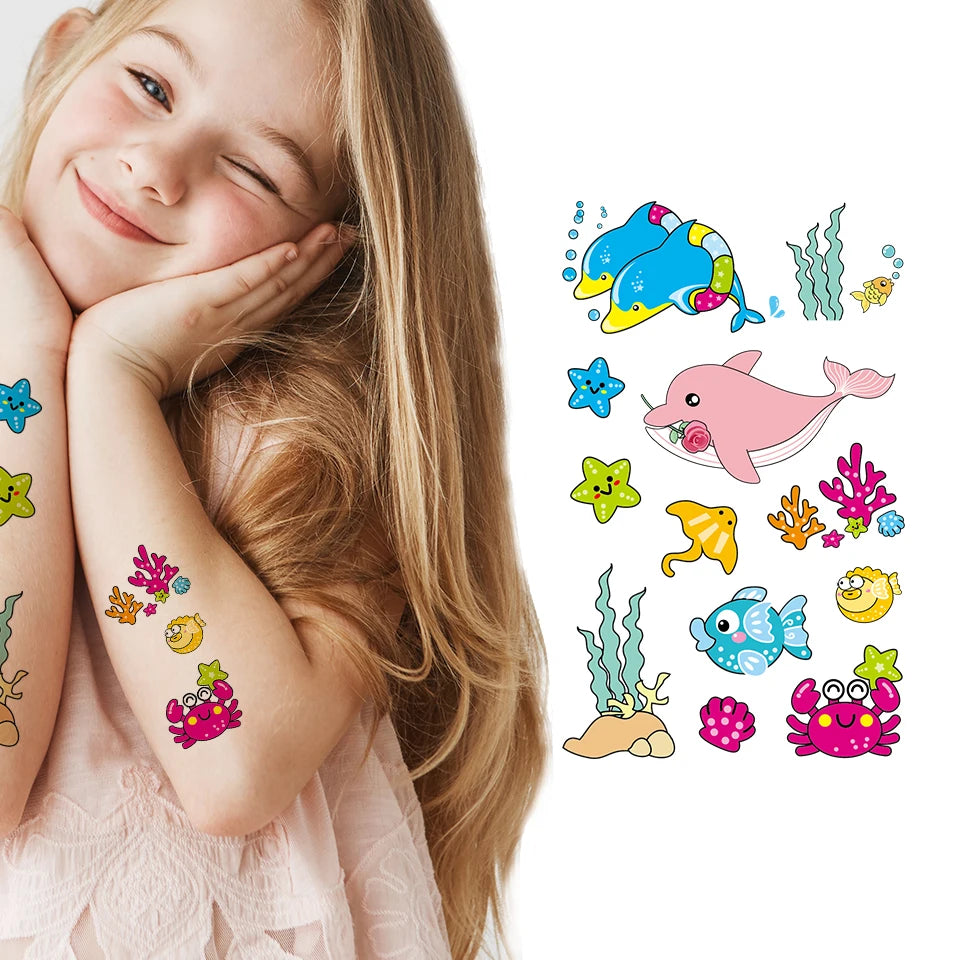 Ocean Series Cartoon Temporary Custom Waterproof Tattoo for Children Body Arms Tattoo Sticker